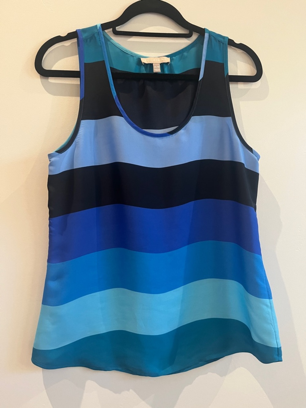Banana Republic Blue & Black Striped Silk Tank